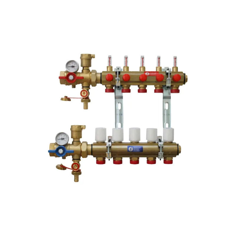 foto del prodotto giacomini collettore kitr553fk preassemblato con flussometro, 4 uscite.