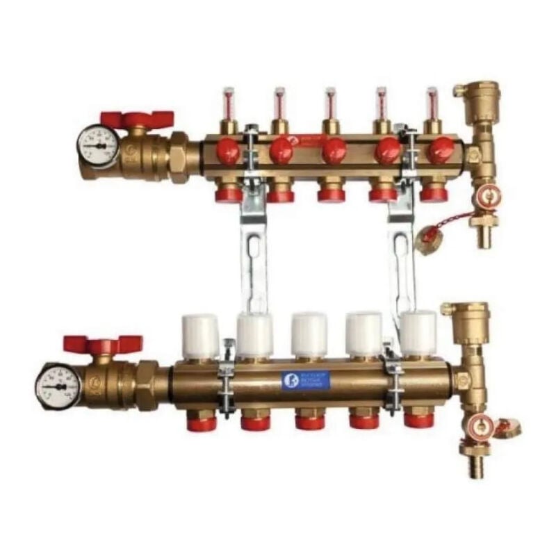 foto del prodotto giacomini collettore kitr553fk preassemblato con flussometro, 8 uscite.