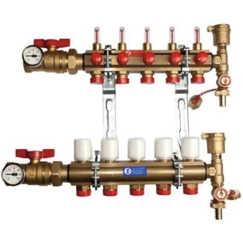foto del prodotto giacomini kitr553fk collettore premontato con flussometro, 6 uscite.