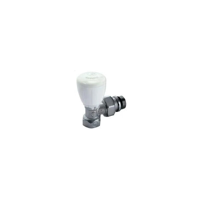 foto del prodotto giacomini r421tg valvola micrometrica termostatizzabile, a squadra, in ottone, cromata, con attacco tubo ferro r421x132