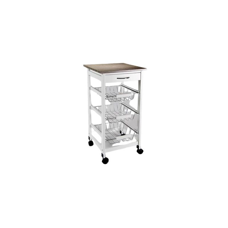 foto del prodotto gicos carrello da cucina in metallo con top legno 37 x 37 x h 76 cm colore bianco