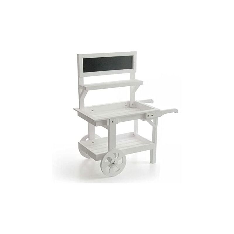 foto del prodotto gicos carretto porta piante realizzato in legno bianco con lavagna 69 x 33 x h85 cm