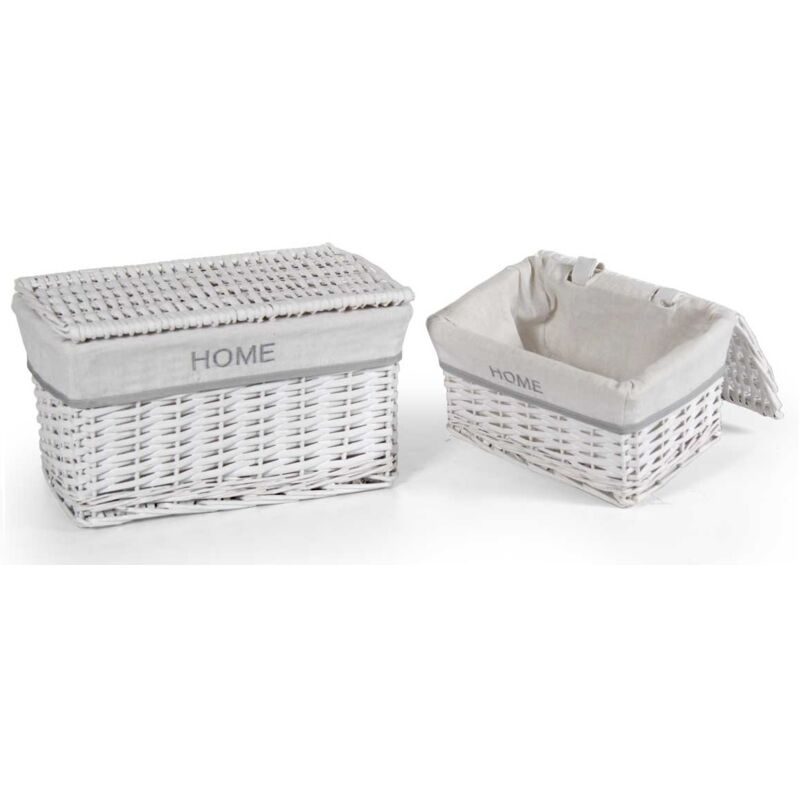 foto del prodotto gicos ceste bianche rettangolari in tessuto con scritta home set 2pz con coperchio