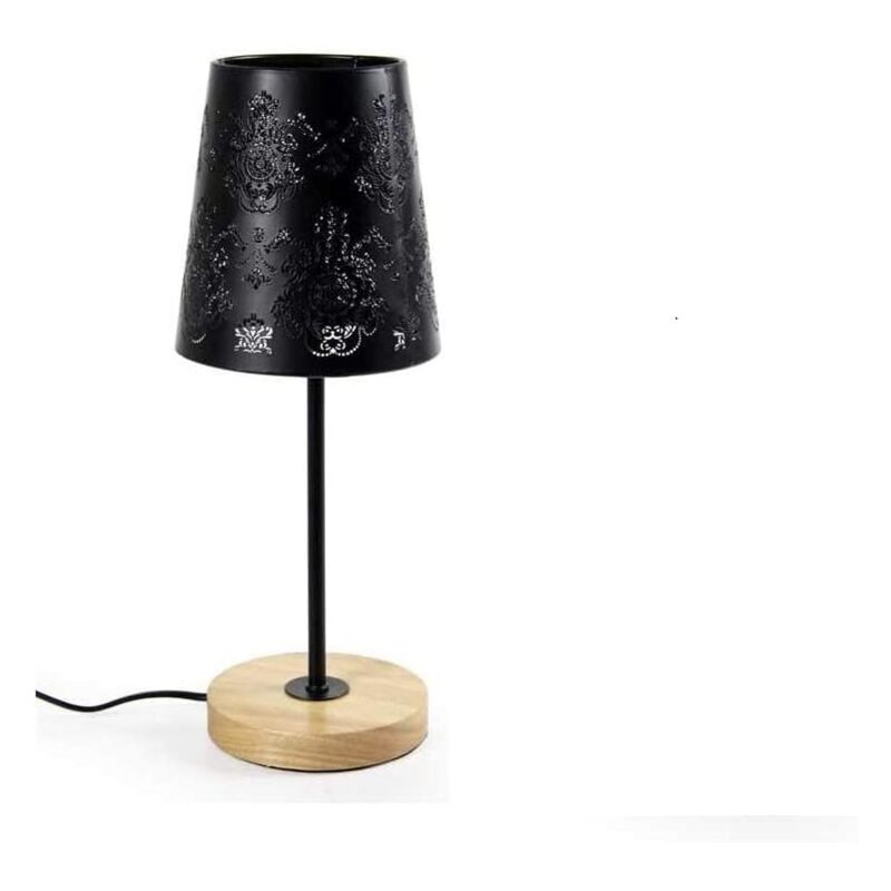 foto del prodotto gicos lampada lumetto con paralume in design floreale di colore nero 14 x 35 cm