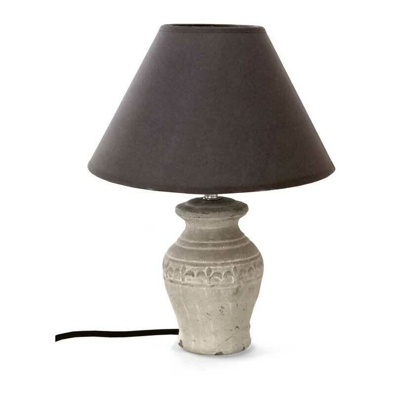 foto del prodotto gicos lampada ory con base in effetto cemento e paralume marrone da 26 x 36 cm