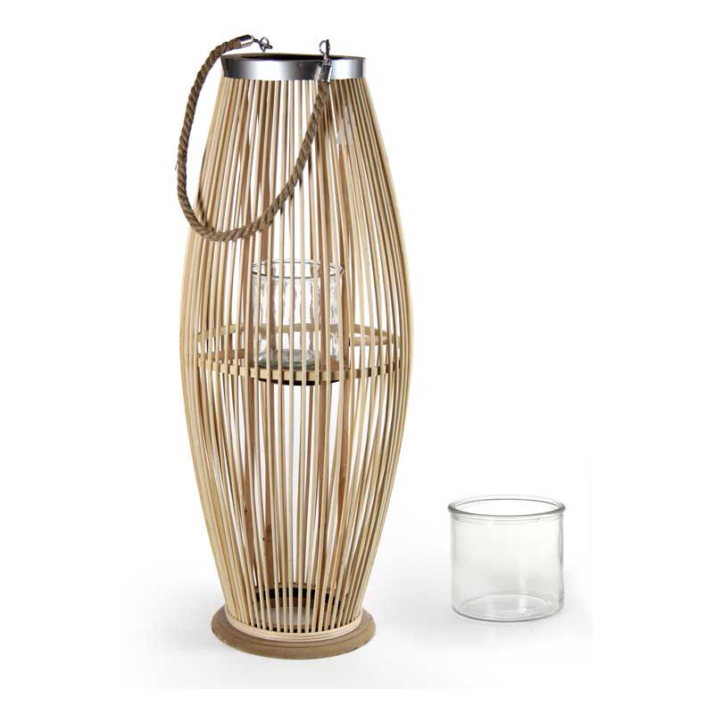 foto del prodotto gicos lanterna in vimini con manico 29x29x59cm in colore legno naturale