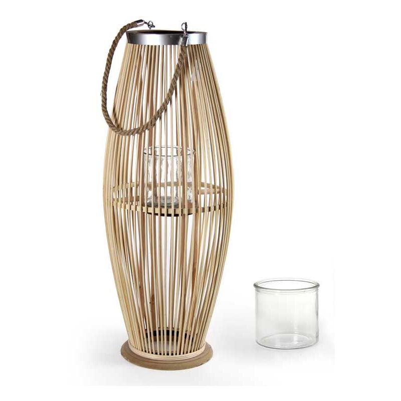foto del prodotto gicos lanterna in vimini con manico 32x32x82cm in colore legno naturale