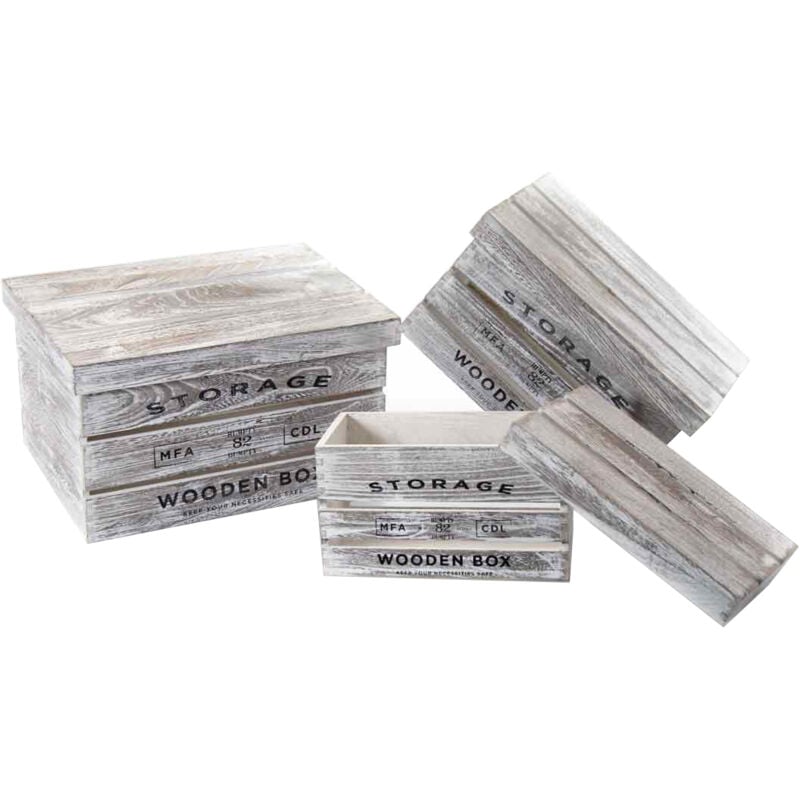 foto del prodotto gicos maury s set 3 cassette in legno anticato con coperchio in misure differenti