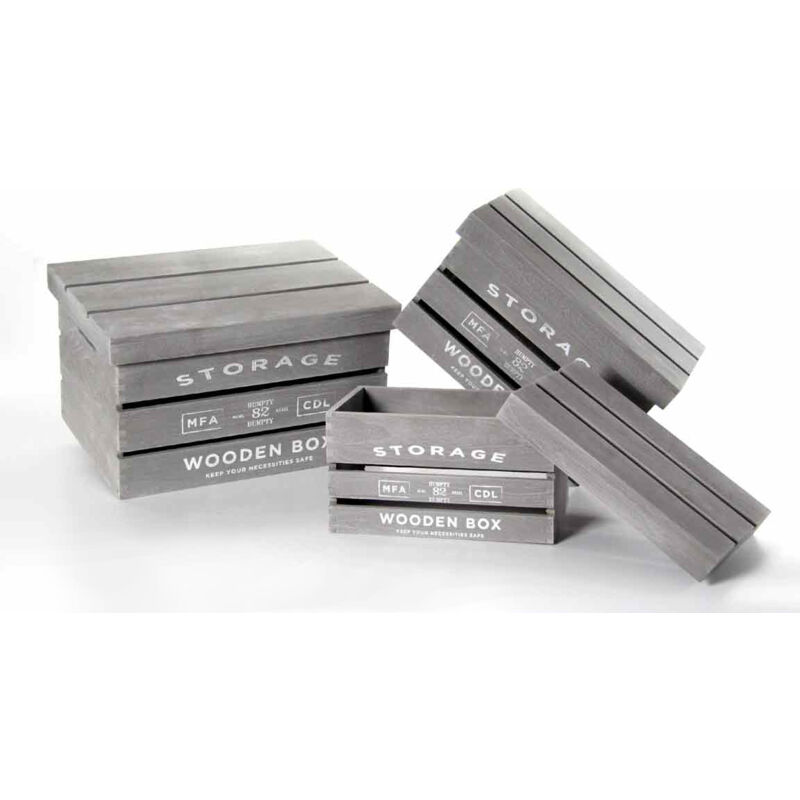 foto del prodotto gicos maury s set 3 cassette in legno grigio con coperchio in misure differenti