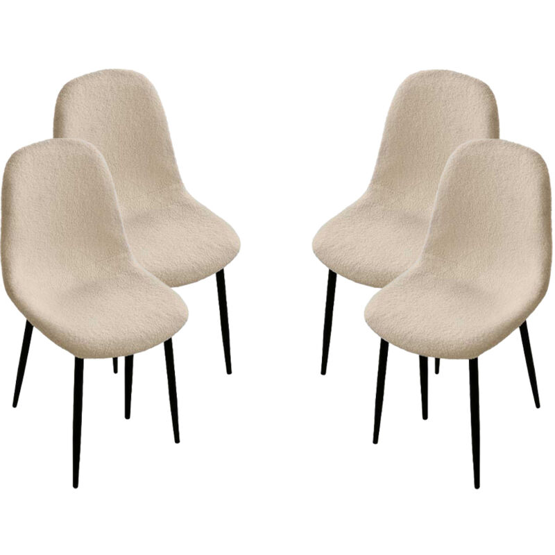 foto del prodotto gicos maury s set 4 sedie imbottite teddy in tessuto beige con gambe nere 44x48x88 cm