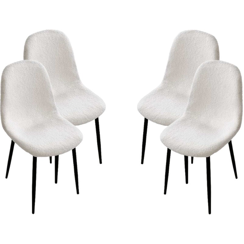 foto del prodotto gicos maury s set 4 sedie imbottite teddy tessuto bianco con gambe nere 44x48x88 cm