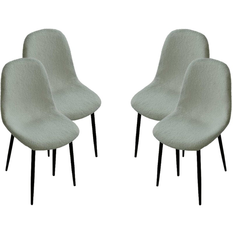 foto del prodotto gicos maury s set 4 sedie imbottite teddy verde chiaro con gambe nere 44x48x88 cm