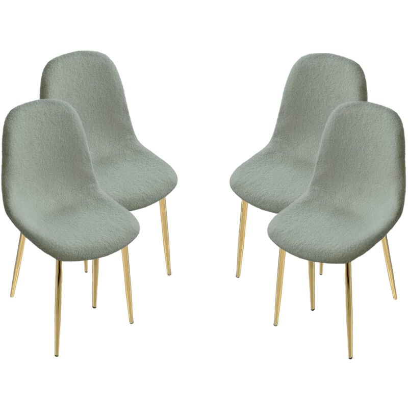 foto del prodotto gicos maury s set 4 sedie imbottite teddy verde chiaro con gambe oro 44x48x88 cm
