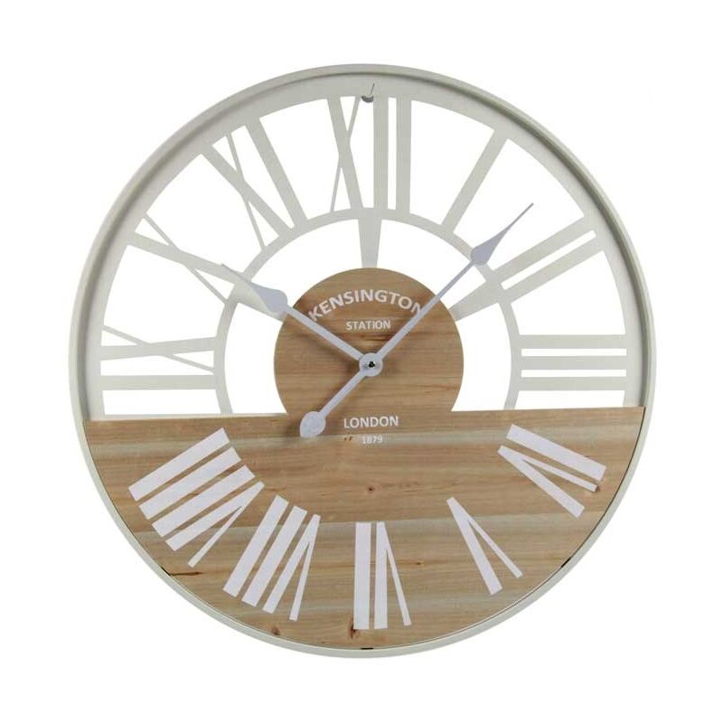 foto del prodotto gicos orologio parete bianco in metalloe legno 60x2 cm con numeri romani
