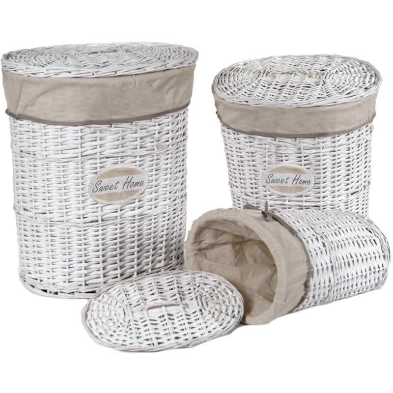 foto del prodotto gicos set 3 ceste ovali sweet home porta biancheria in legno bianco