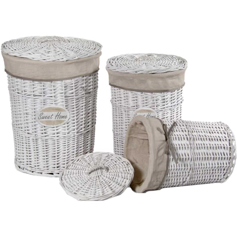 foto del prodotto gicos set di 3 cesti porta biancheria sweet home in colore bianco