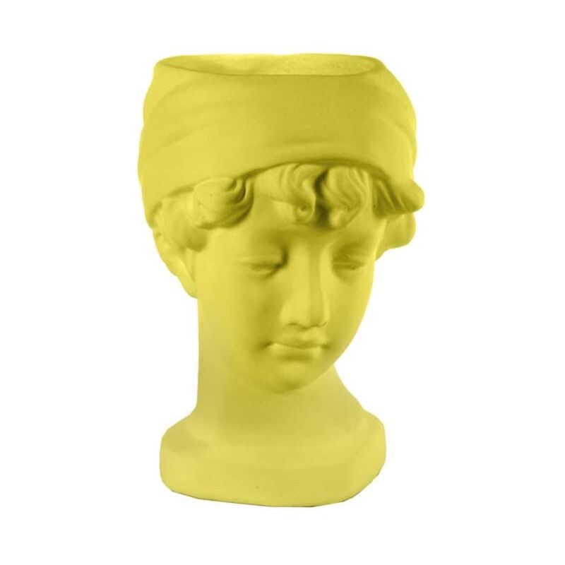 foto del prodotto gicos vaso porta piante design testa di donna base tonda 25x18x29 cm giallo