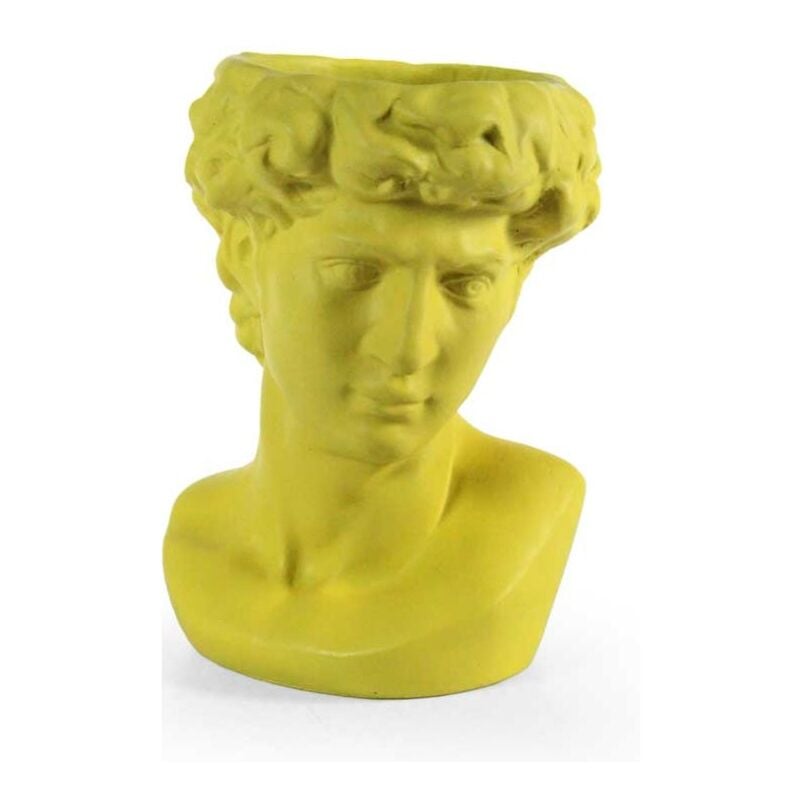foto del prodotto gicos vaso porta piante design testa di uomo base tonda 19x19x29 cm giallo