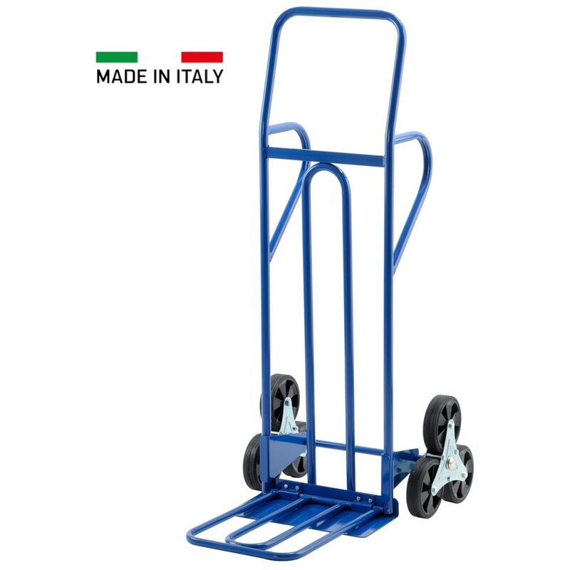 foto del prodotto gierre carrello scale 6 ruote trasporto portapacchi gradini pala ribaltabile 300kg