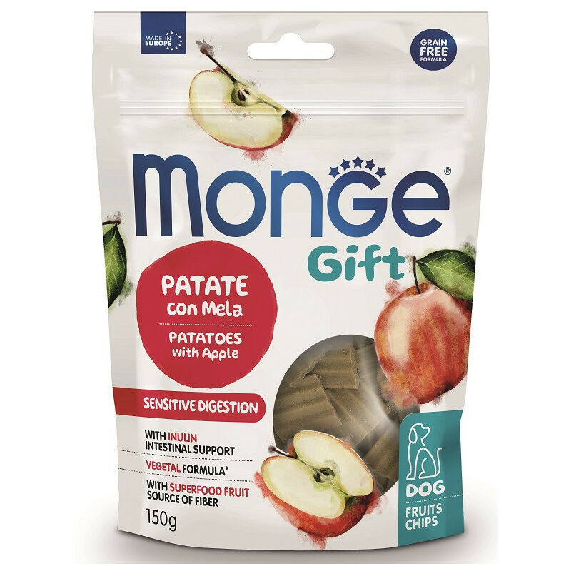 foto del prodotto gift super fruit chips per cani adult con patate e mela da monge