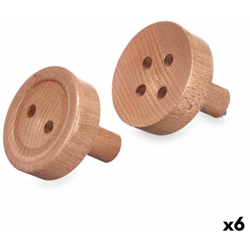 foto del prodotto giftdecor grucce marrone legno tasti set 2 pezzi 6 unit 