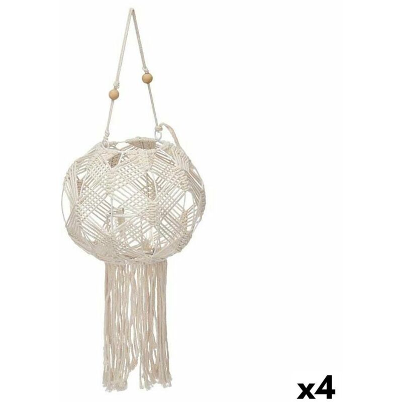 foto del prodotto giftdecor portacandele macram bianco cotone 23 x 24 x 23 cm 4 unit 