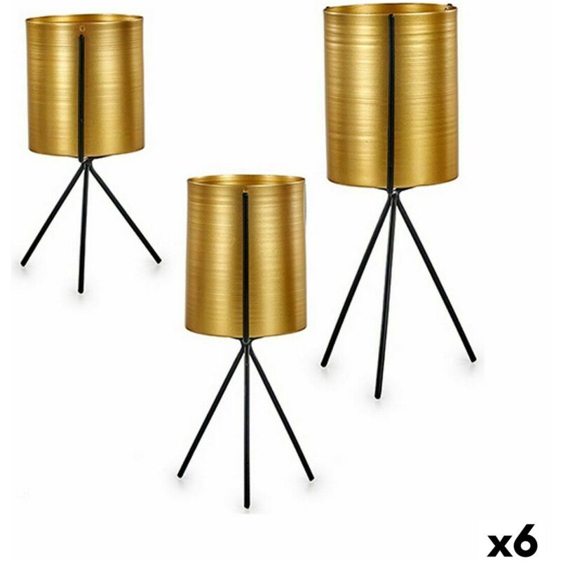 foto del prodotto giftdecor set di vasi da fiori nero dorato metallo 6 unit 