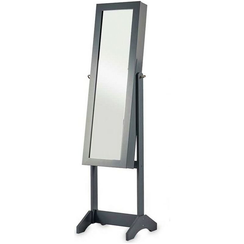 foto del prodotto giftdecor specchio portagioie verticale cristallo grigio stoffa legno mdf 36 x 140 x 36,5 cm 