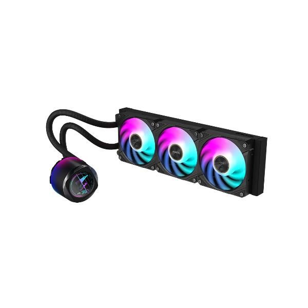 foto del prodotto gigabyte aorus waterforce x ii 360 raffreddamento a liquido per cpu aio - 3x ventole argb da 120 mm, lcd a colori, daisy-chain, compatibile con intel lga 1851 e amd am5 - 9jawtx2360-00-1