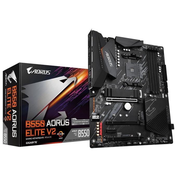 foto del prodotto gigabyte b550 aorus elite v2 amd b550 4 ddr4 2 m.2 4 sataiii skam4 hdmi dp atx
