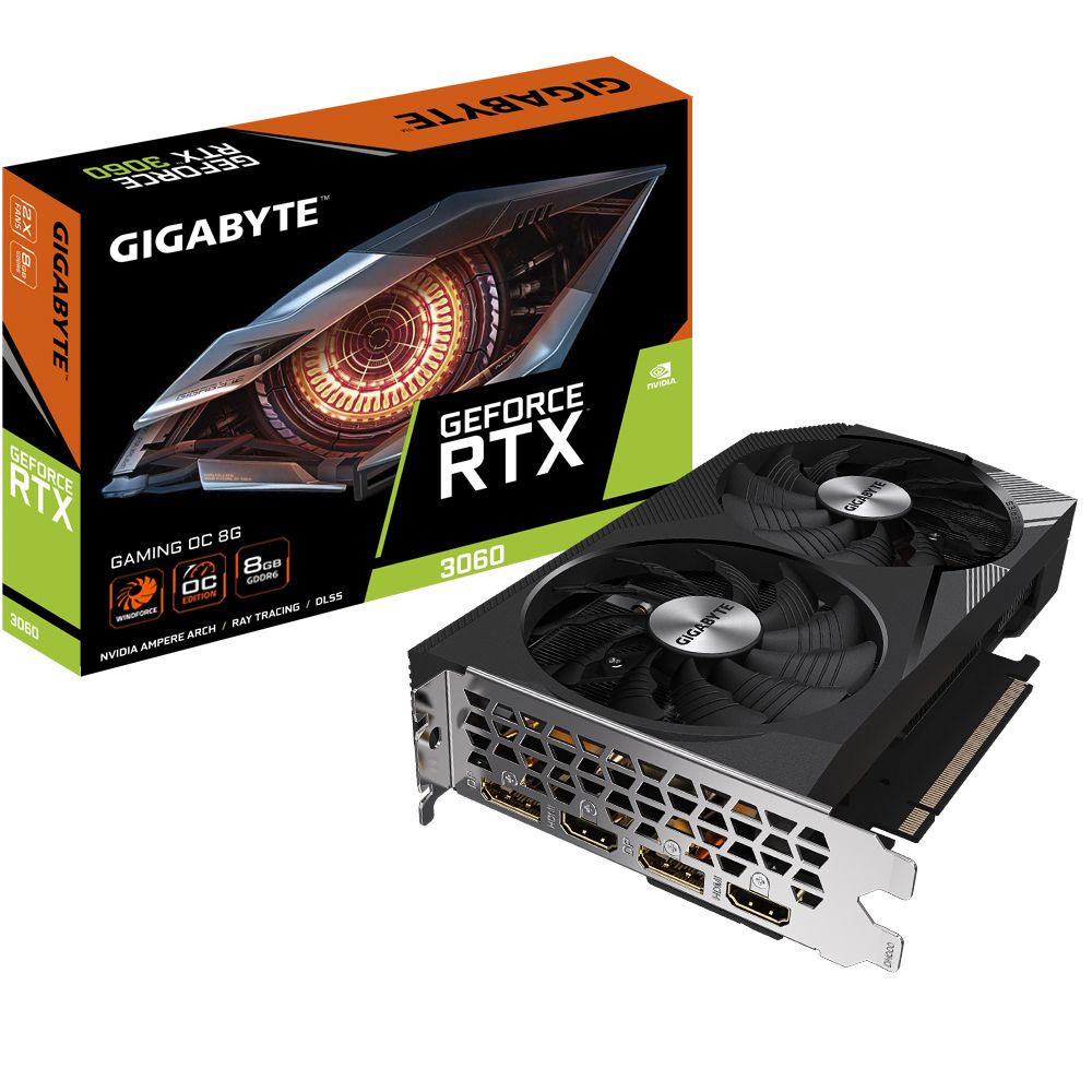 foto del prodotto gigabyte gaming geforce rtx 3060 oc 8g rev. 2.0 nvidia 8 gb gddr6