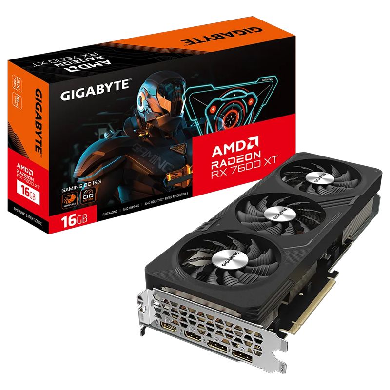 foto del prodotto gigabyte gaming radeon rx 7600 xt oc 16g amd 16 gb gddr6