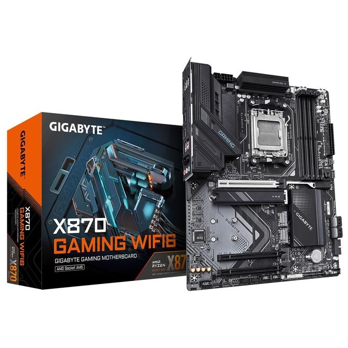 foto del prodotto gigabyte x870 gaming wifi6 scheda madre supporta cpu amd ryzen 9000 vrm a 822 fasi fino a 8000mhz ddr5 oc 1x pcie 5.0 wi fi 6 lan 2.5gbe usb 4
