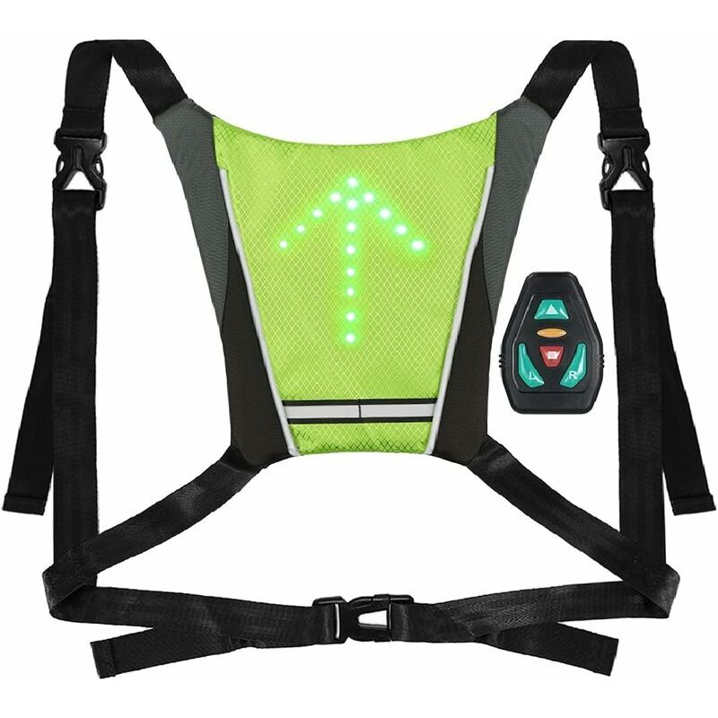 foto del prodotto gilet da ciclismo zaino riflettente ricaricabile usb con telecomando lampeggiante a led borsa di sicurezza per sport all aria aperta per ciclismo,