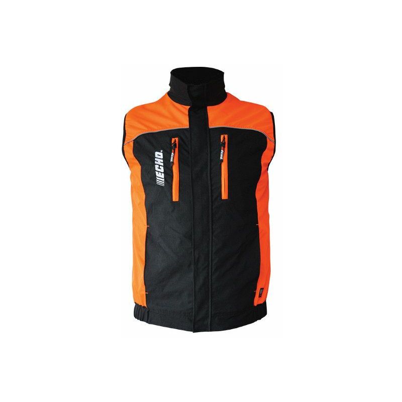 foto del prodotto gilet da lavoro protettivo echo plus arancio fluo e nero elastico traspirante m