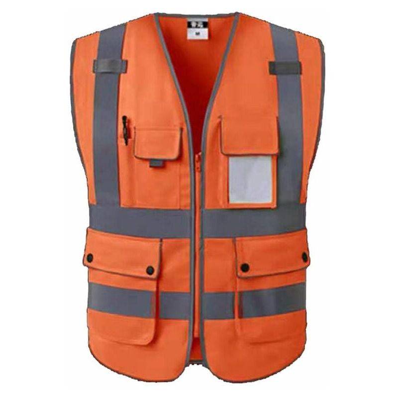 foto del prodotto gilet di sicurezza aiperq gilet da lavoro tasche e cerniera anteriore per gilet di sicurezza