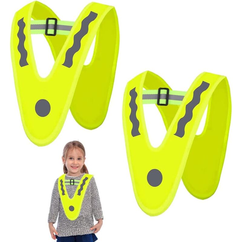 foto del prodotto gilet di sicurezza riflettente giallo da 2 pezzi, gilet di sicurezza a forma di v, gilet di sicurezza ad alta visibilit , equipaggiamento di