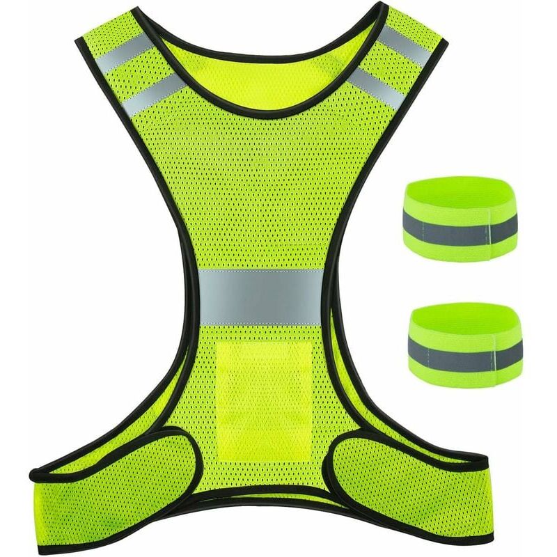 foto del prodotto gilet e polsino riflettenti ymyny gilet di sicurezza riflettente ad alta visibilit regolabile per corsa, ciclismo e jogging