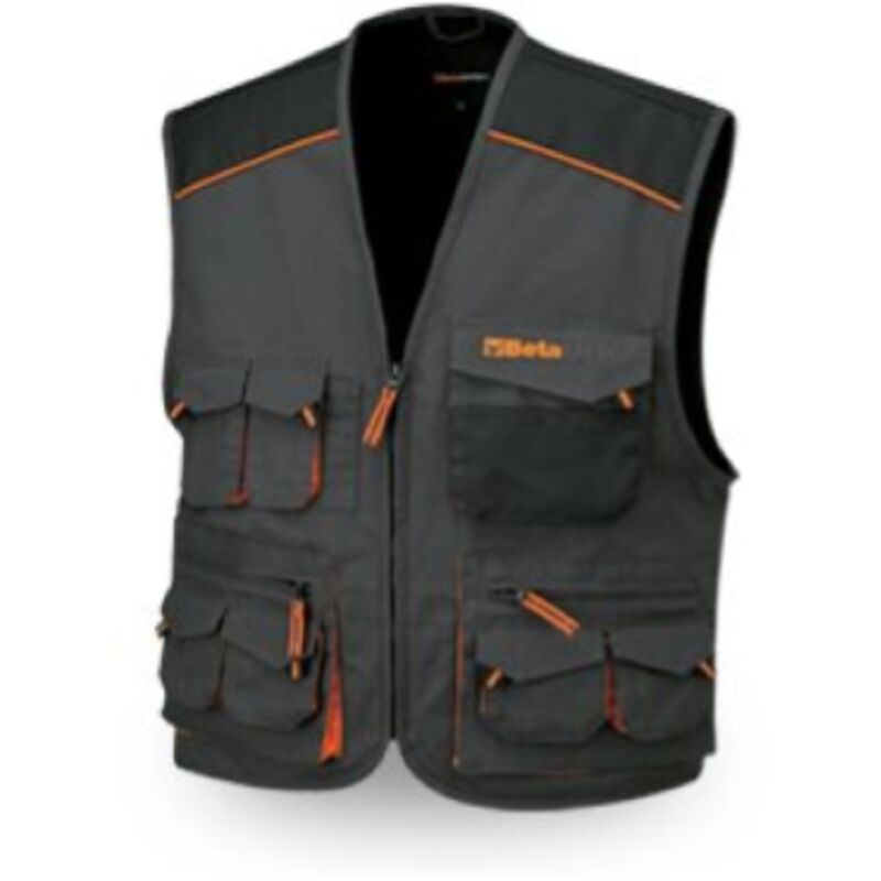 foto del prodotto gilet multitasche da lavoro in tc canvas 7907 tg l 52 grigio arancio beta