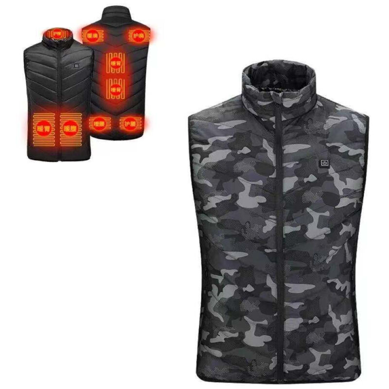 foto del prodotto gilet riscaldato per uomo e donna, gilet riscaldato elettrico invernale a 9 zone, giacca riscaldata lavabile con 3 livelli di riscaldamento