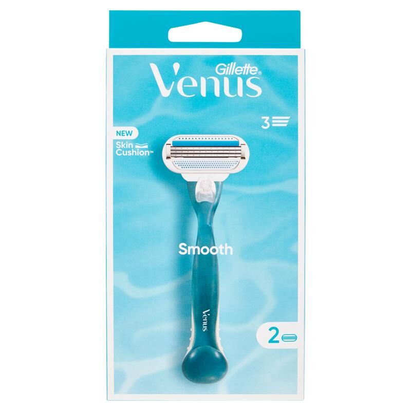 foto del prodotto gillette venus rasoio donna smooth a 3 lame. 1 manico 2 lamette donna
