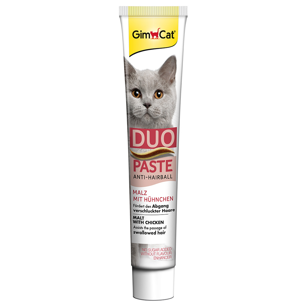 foto del prodotto gimcat anti-hairball pasta duo malto pollo - set 3 x 50 g
