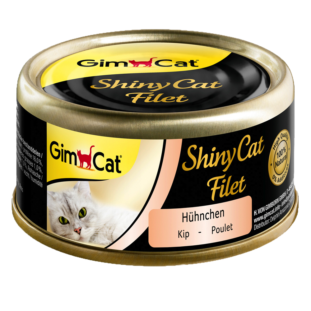 foto del prodotto gimcat shinycat filetto 6 x 70 g alimento umido per gatto pollo