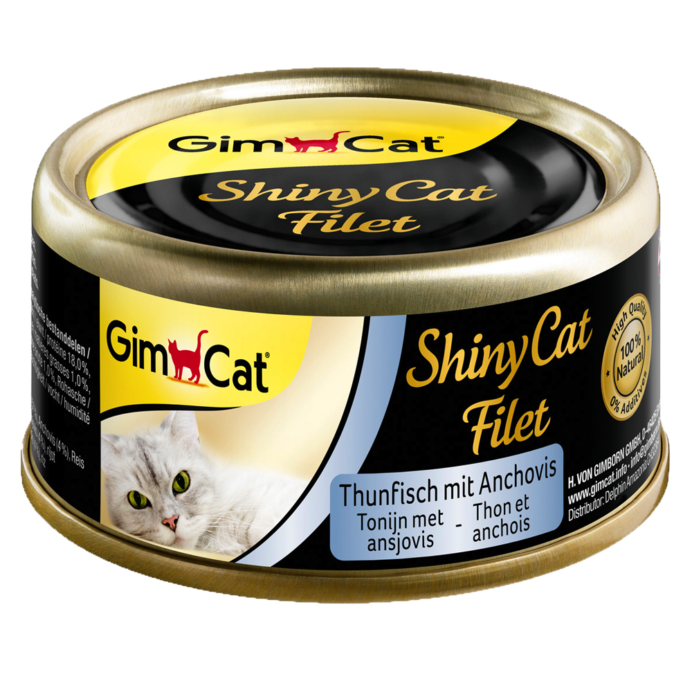 foto del prodotto gimcat shinycat filetto 6 x 70 g alimento umido per gatto - tonno &amp; acciughe