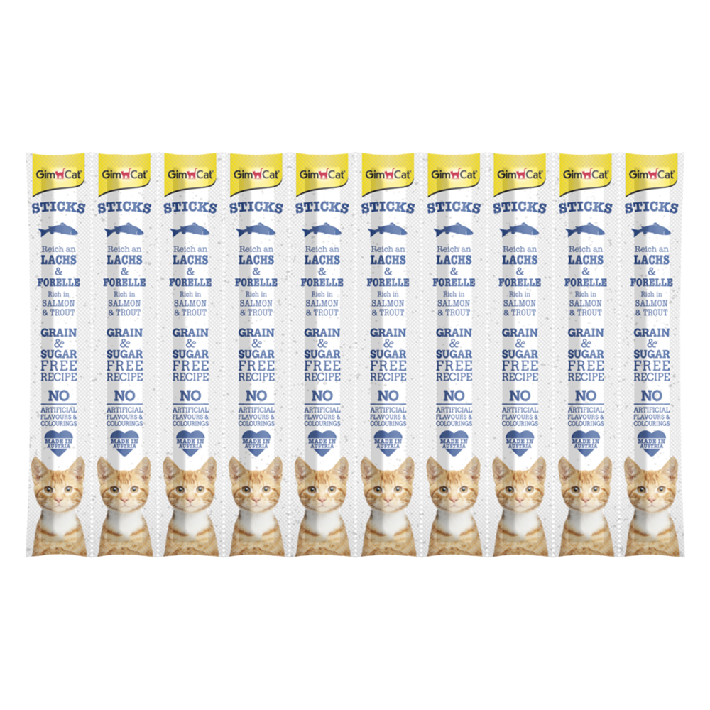 foto del prodotto gimcat stick snack per gatti 10 pz salmone e trota
