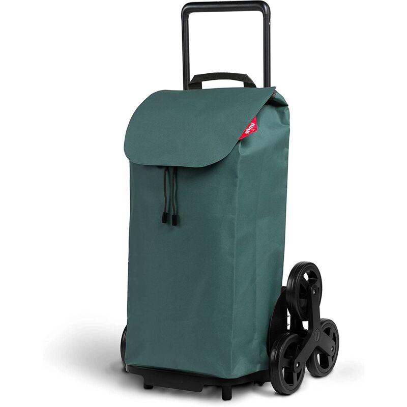 foto del prodotto gimi carrello trolley portaspesa richiudibile 2in1 a 6 ruote saliscale con sacca antipioggia 52 lt tris green
