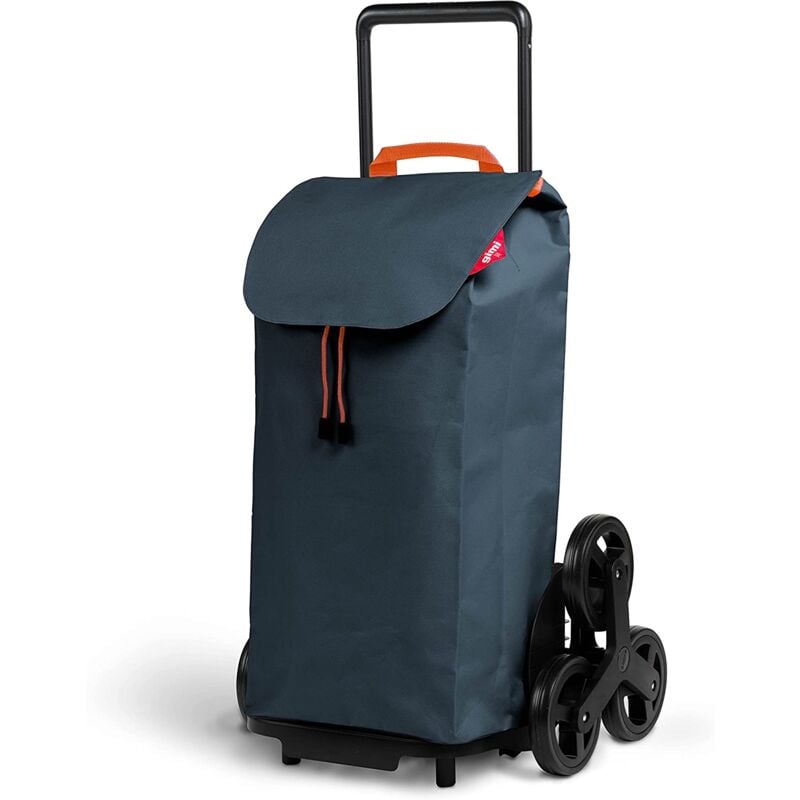 foto del prodotto gimi carrello trolley portaspesa richiudibile 2in1 a 6 ruote saliscale con sacca antipioggia 52 lt tris grey