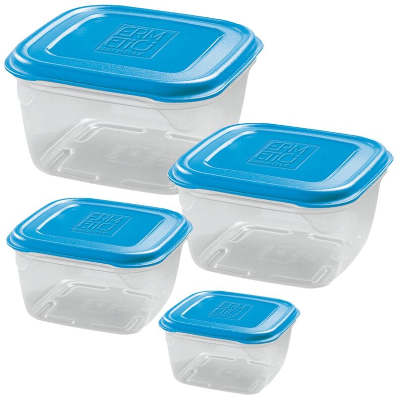 foto del prodotto gio style set di 4 contenitori ermetici per alimenti 0.5l 1l 1.5l 2l made in italy quadrati adatto a frigorifero, freezer, microonde