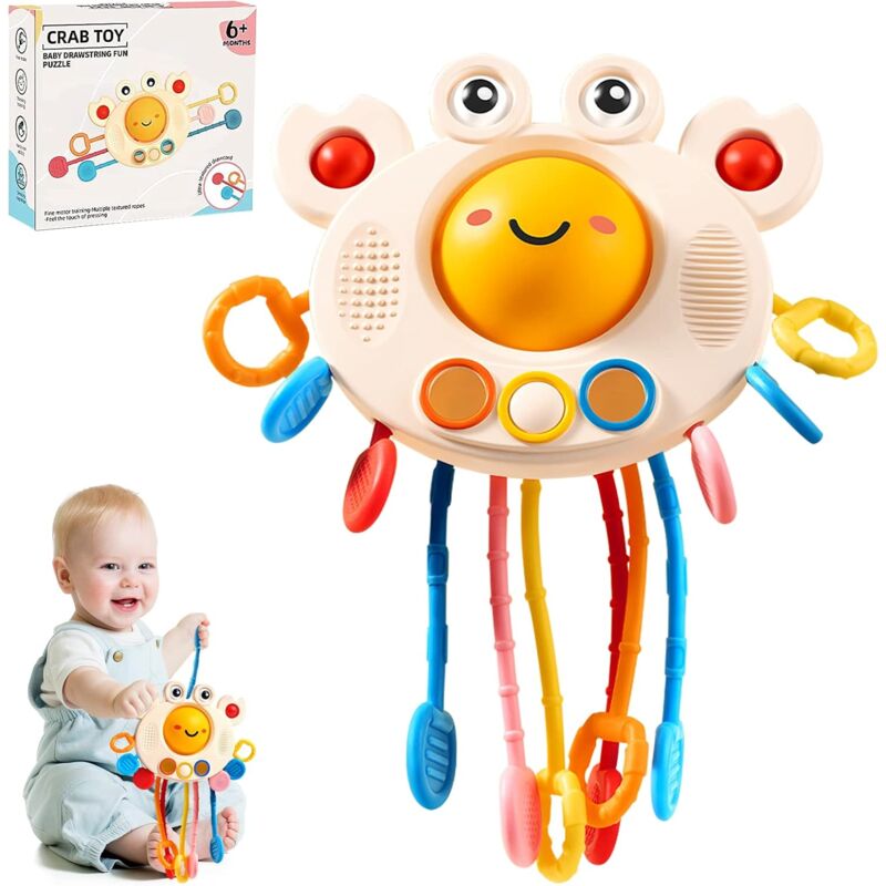 foto del prodotto giocattoli per bambini di 1 anno, gioco sensoriale con granchio, attivit montessori e giocattoli per lo sviluppo, giocattoli dentali in silicone per