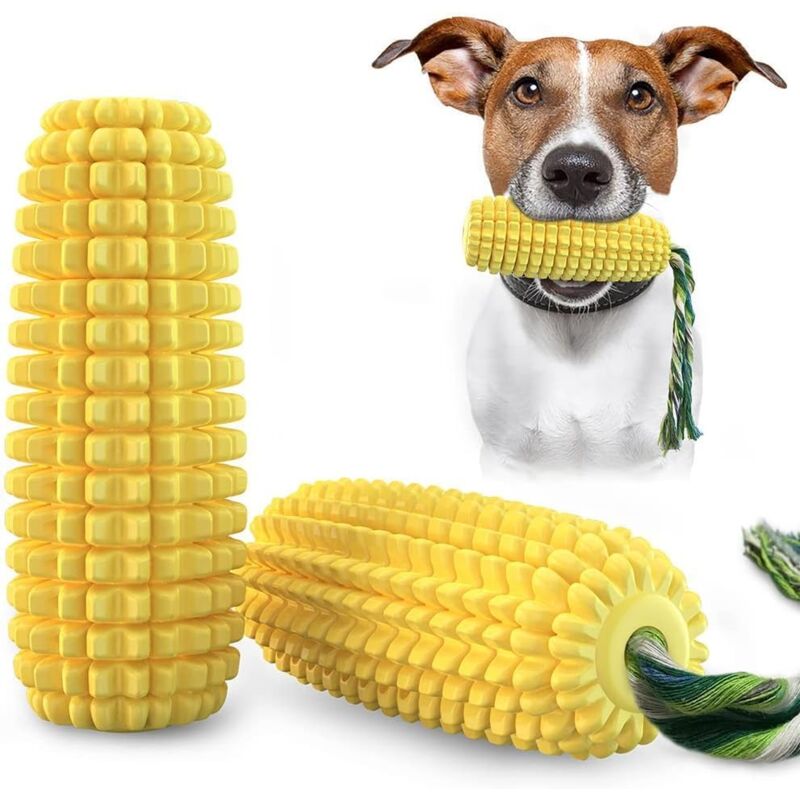foto del prodotto giocattoli per cani, giocattoli da masticare per cani, pannocchia di mais con corda, giocattoli interattivi cigolanti per cani, cuccioli, animali